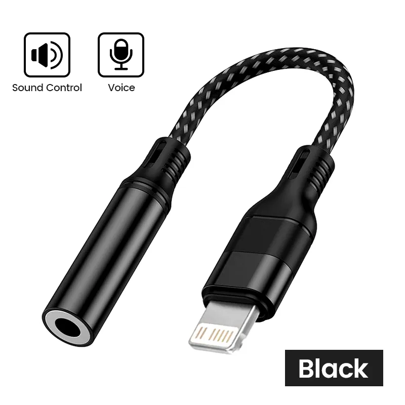 Cheap For iPhone 3.5mm AUX Cable Adapter For iPhone 13 12 11 Pro 8 7 Aux  Cable Adapter Headphone Connector Mini Audio Splitter For ios Adapter  Accessories
