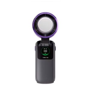 TEWUB LED Display Mini Handheld Fan 100 Speed Infinitely Semiconductor Refrigeration Powerful Turbo Fan Multifunctional Low Noise Hanging Neck Fan Outdoor Travel