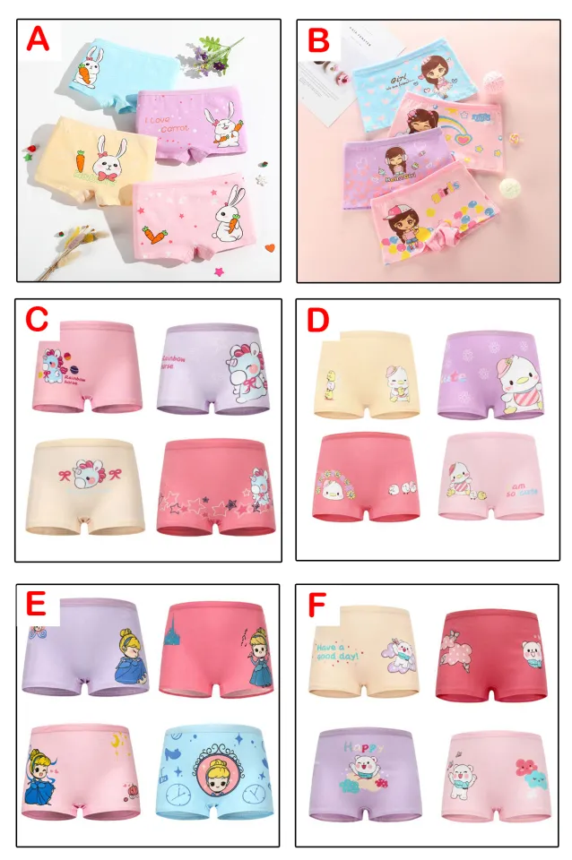 4pcs/set Baby Girl Underwear Cotton Soft Kid Panties Seluar Dalam Gadi  Underpants Cartoon Childrens Panty