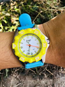 đồng hồ nam si Nhật thương hiệu ELNARD niềng nhựa xoay vỏ si dây nhựa size 37/38mm