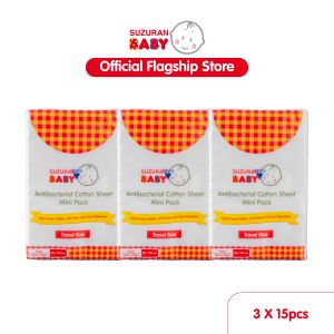 Suzuran Baby Antibacterial Cotton Sheet Mini Pack 15pcs | Pocket Size Cotton Tissue
