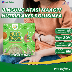 Nutriflakes Sereal Umbi Garut With Psyllium Husk dan Daun Kelor Obat Asma Lambung Paket 2 Box