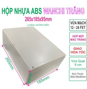 Hộp Nhựa ABS WANCHI màu TRẮNG Nắp Đục 265x185x95mm dùng lắp mạch điện - LinhKien QUỲNH DIỄN