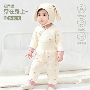 Childrens Winter Warm Thickened Underwear Set for Boys and Girls High-Waisted Belly-Protecting Pure Cotton a Thermal underwear set
