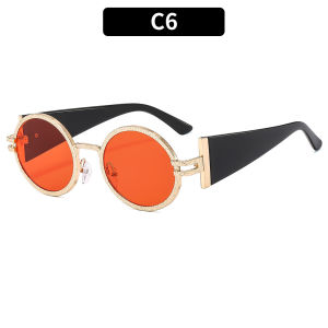 Fashionable retro oval sun protection sunglasses with a unique wide frame and trendy design Womens Sunglasses