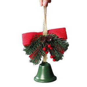 FLYING Crisp Sound Christmas Bell Pendant Artificial Pine Metal Jingle Bell Decoration Creative Red Fruit Accent Xmas Tree Hanging Ornament For Home Party