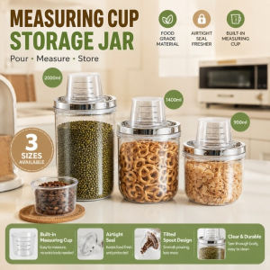 Sealed Grain Storage Jar with Measuring Cup Multifunctional Coffeebean Storage Jar Kitchen Container