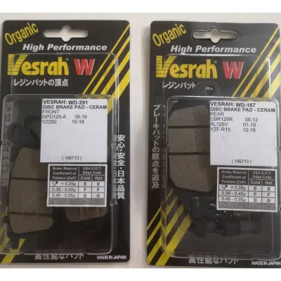 Vesrah Brake Pad MD291 + WD167 For Yamaha Y15ZR