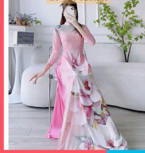 áo dài lụa hồng phấn cực xinh ko kèm quần
