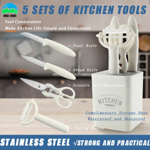 5PCS Kitchen Tool Set Stainless Steel Kitchen Knife Kitchen Scissors Paring Knives Cooking Knife Sets With Storage Box