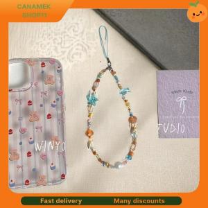 ❣️❣️❣️ 1Pcs DIY Beaded Handmade Keycord Cellphone Lanyard Kawaii Seaside Orange Sunset Phone Charm Strap CCD Camera Card Pendant