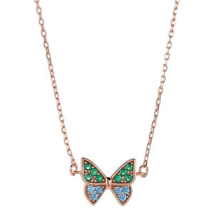 Kemstone 925 Silver Elegant Rose Gold Silver Plated Crystal Pendant Necklace Jewelry Gift for Women Female