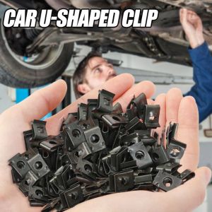50set Mixed Car Metal Screw Clips Set U-Type Fastener Clip with Screw Anti-rust Fender Bumper