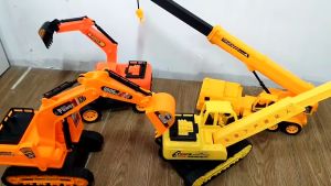 Xe Chạy Đà Công Trình Mô Hình Cho Bé – Xe Cẩu Xích Xe Xúc Xe Cần Cẩu Đồ Chơi Công Trường