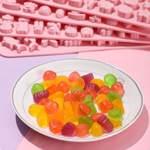 [Eqrbtl] แม่พิมพ์ซิลิโคนรูปผลไม้ผสมช็อคโกแลตรูปกระต่ายปลาฟัดจ์แม่พิมพ์เยลลี่ขนมรูปทรงเรขาคณิตรูปหัวใจสำหรับตกแต่งเค้กถาดใส่น้ำแข็งอบของขวัญ