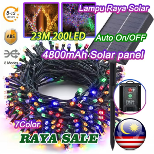 🔥Ready Stock | 24H Ship Lampu Raya Hari Raya Decoration Solar LED Fairy Light 33M 300LED/23M 200LED IP65 Kalis Air 8 Mode Hiasan Taman Outdoor