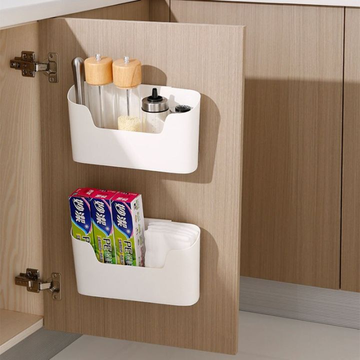 Kitchen Wall-mounted Adhesive Storage Rack Multifunctional Cabinet Door  Storage Box Under Sink Drawer Shelf Bathroom Organizer