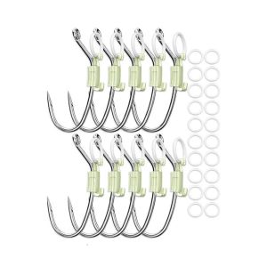 LLCY 5/10/20Pcs Stainless Luminous Bait Fixed Holder Set Anti-entanglement Sharp Barbed Luminous Live Shrimp Hooks Durable No Unhooking Fishing Hooks for Shrimp Walker