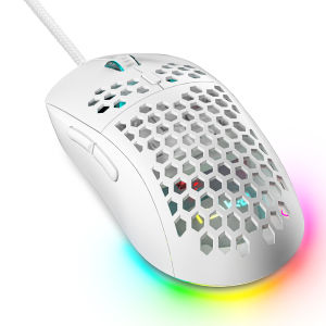 Kemove Wired Gaming Mouse with Honeycomb Shell 12800DPI Optical Sensor 6 Programmable Macros Software Support for Custom Key Config and RGB Settings for Windows 7/8/10/XP Vista Linux-White