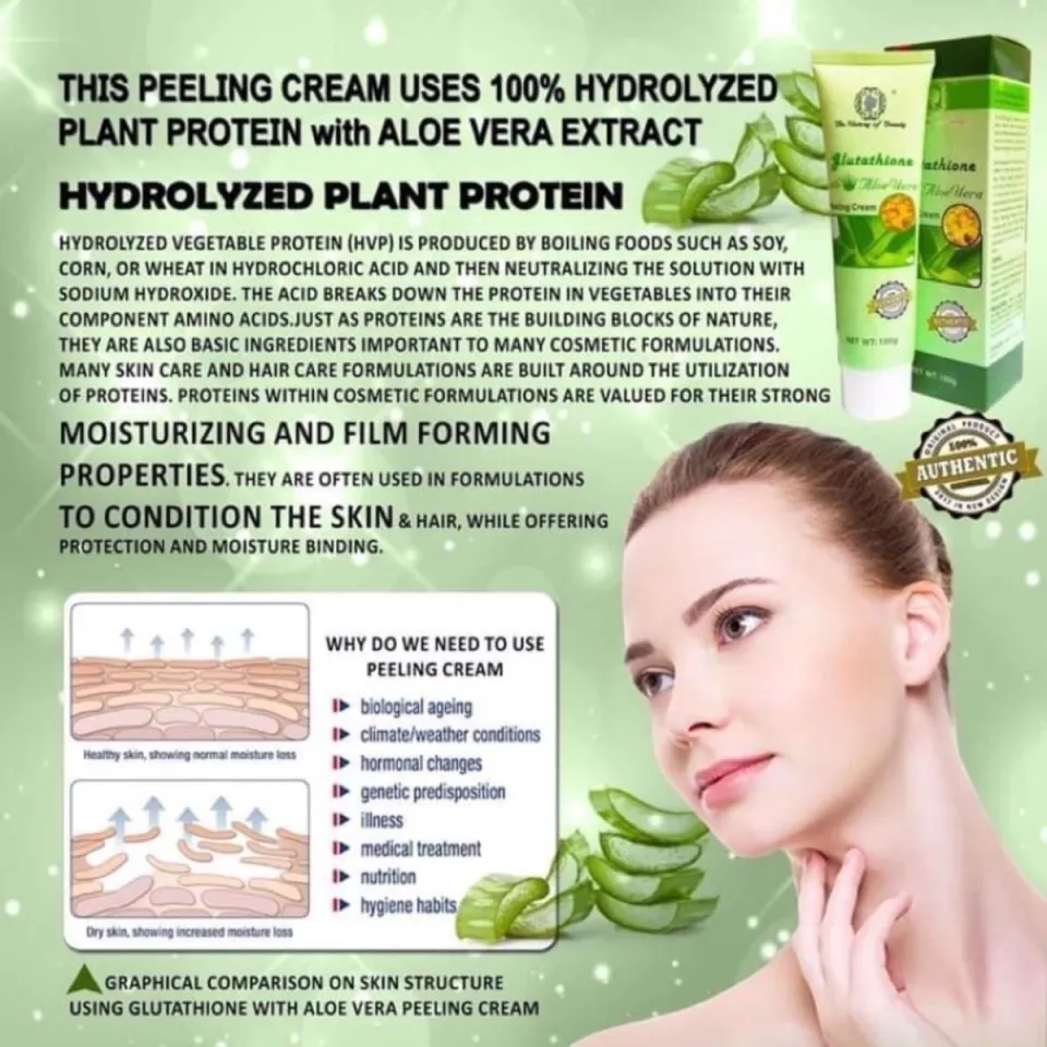 The History of Beauty Glutathione with Aloe Vera Peeling Cream 100g Melasma  / Wrinkles / Skin Dark Spot Collagen & Glutathione Perfect Magic Peel Cream 