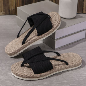 Free Shipping Flat-Soled Toe-Post Straw-Woven Lightweight Sandals For Women New Summer Style Available In Large Sizes Casual And Comfortable