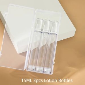TEWUB 3/4Pcs 5ml/10ml/15ml Travel Refillable Bottle Set Empty Refillable Lotion Pump Bottles Plastic Airless Cosmetic Container Travel