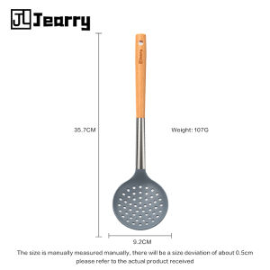 Jearry Inox Silicon Rỗng Dụng Cụ Nhà Bếp Chống Nhiệt Cấp Thực Phẩm Tay Nắm Gỗ