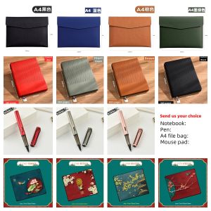 new year gift set/office stationery/note book and pen set/paper file bag/staff gift set/customer gift/mouse pad