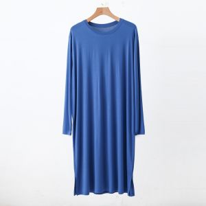 Men long knee-length long sleeve Pajamas modal cotton top 2023 summer Plain Loose Nightwear tops long dress Sleepwear Round Neck tshirt woman T-shirt Casual Nightgown㏇X0409
