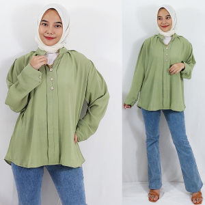 CARLINA YENI V NECK ATASAN LADY CRUZ WANITA BLOUSE PREMIUM CRINGKLE KATUN