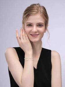good 999 jewelry S925 Sterling Silver double layer  Fashional WHITE K Clover bell LOVE Bracelets for women B3064