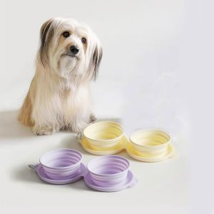 SHENEY ซิลิโคนทำจากซิลิโคน ชามสัตว์เลี้ยงพับได้ ใช้งานได้หลากหลาย สร้างสรรค์และสร้างสรรค์ เครื่องให้อาหารแมว เครื่องจ่ายอาหาร จุได้มาก อ่างให้อาหารสุนัข กิจกรรมกลางแจ้งกลางแจ้ง