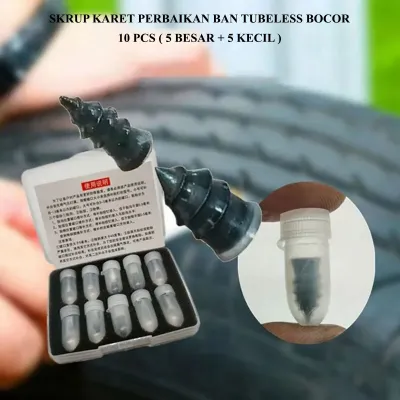 10 Pcs Skrup Karet Perbaikan Ban Tubeless Bocor Motor Mobil