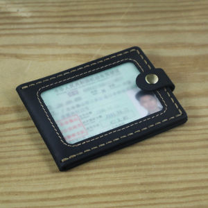 FANCODI High Class Handmade Vintage Crazy Horse Genuine Leather Card Holder For Men Driving License Sleeve Name Card Holder Card ID Holder Small Wallet MC504