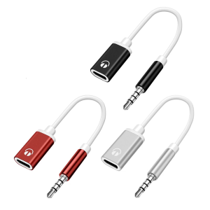 Type C to 3.5mm Plug Converter Earphone Adapter Cable for Clearly Auditory Output in Black Silver Red Optional
