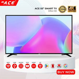 ACE 55" UHD 4K Smart Google TV (Android 14 Netflix Youtube Chromecast) with Bracket
