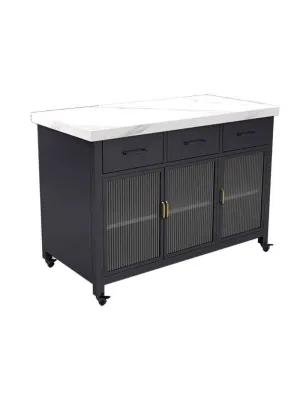 [CozyNest ] Mid island kitchen dining table integrated small unit with drawers for storage cooking dining cabinet marble movable island table