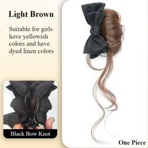 Bow Low Ponytail Wig Clip Fashion Long Curly Hair Simulation Wig Hair Accessories for Sweet Girls