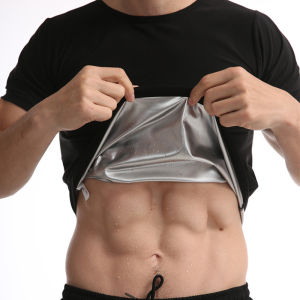 OLIKEI Men Sauna Suit Neoprene Tights Shapewear Sweating T-Shirt Body Shaper Slimming Compression Thermal Top Fitness Workout Sauna Shirt