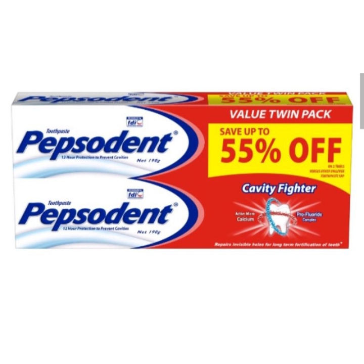 COD PEPSODENT Cavity Fighter Toothpaste 2 PCS 190G | Lazada PH