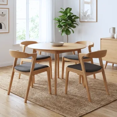 Furniture Direct DARA 4 Seater Round Dining Set-Oak
