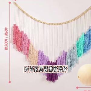 Colorful Tassel Wall Hanging Boho Tassel with Wooden Beads Banner Decor for Kids Bedroom Nursery Party Classroom