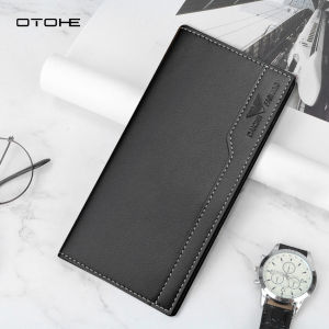 OTOHE Men Long Wallets Fashion Long Wallet PU Leather Long Purse Business Wallets Soft Leather Wallet Ultra-thin Long Purse Travel Purses Coin Pouch ID Credit Cards Holders
