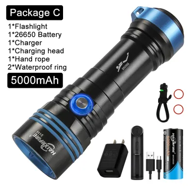 HaixnFire DV36 Diving Flashlight Underwater Waterproof Flashlight XHP70 LED Waterproof Light