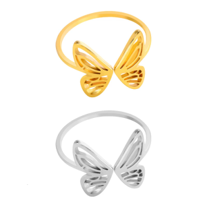 Open Finger Butterfly Rings Accessory Chic Butterfly Ring Adjustable Fit Stainless Steel Rings Charm for Everyday Wear