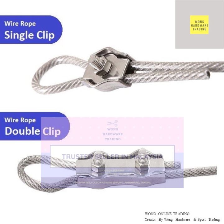 SUS 304 Wire Rope Clips Stainless Steel 304 Single & Double Clip Cable ...