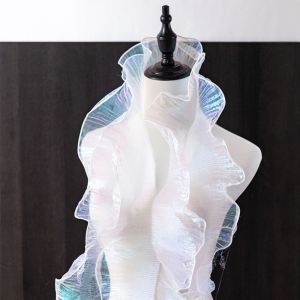 MUNCHX Mermaid Color Pleated Lace Ribbon 12cm Wide 1 Yard Clothing Supply Apparel work Accessories DIY Sewing Material
