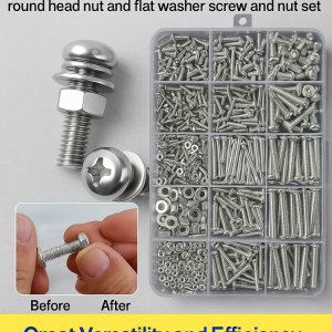 Round head cross screw nut set for men and women all year round home users safe durable corrosion-resistant wear-resistant and highly reliable