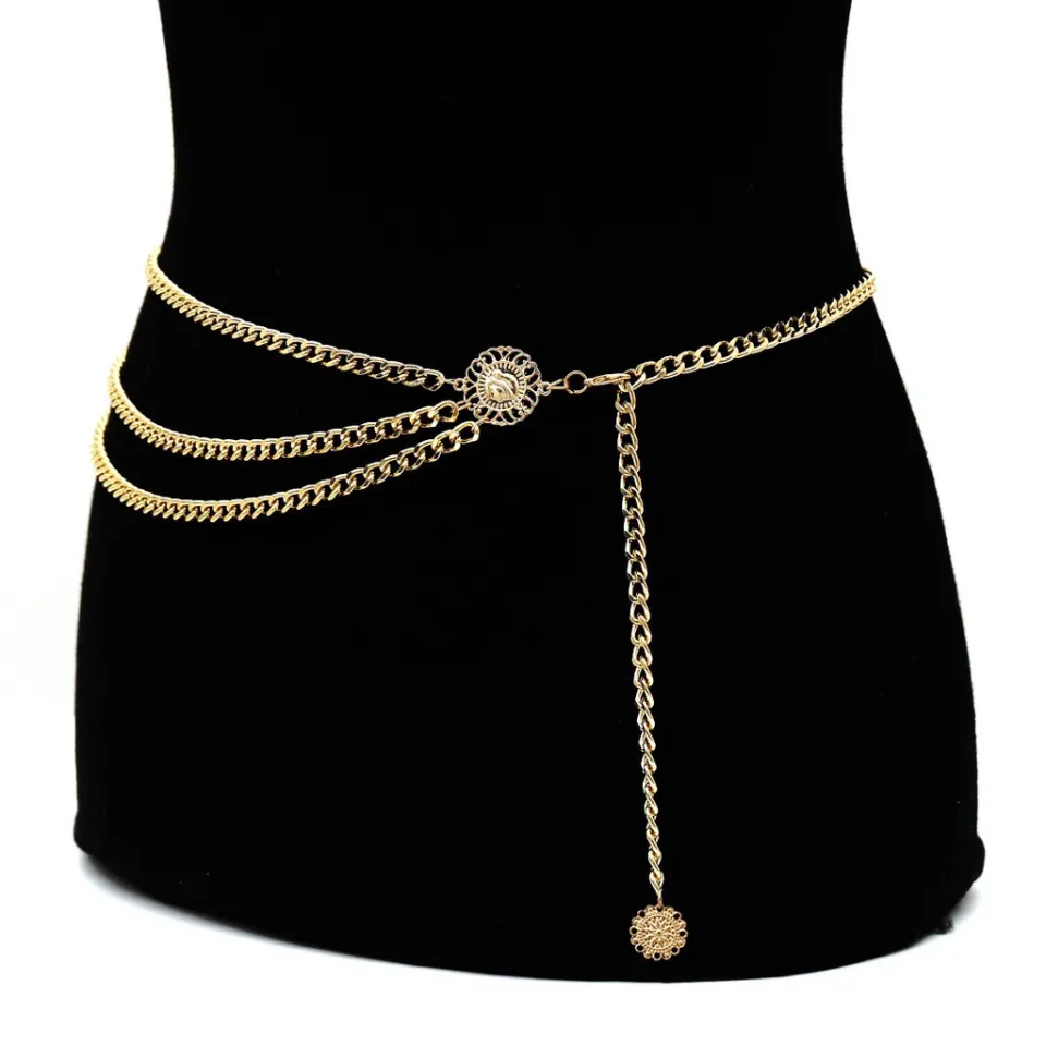 Fashion Women Chain Belt 90cm Alloy Multi-layer Retro Street All