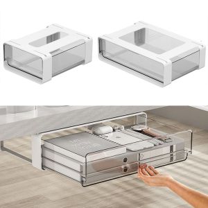 MMLUCK Trượt ra Ngăn kéo dưới bàn Tự dính Có thể gắn Hộp đựng đồ để bàn Hạt Dễ lắp đặt Khay đựng bút chì Văn phòng